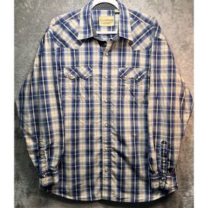Cowboy Legend Western Shirt Mens‎ 2XLT Pearl Snap Sawtooth Pocket Blue
